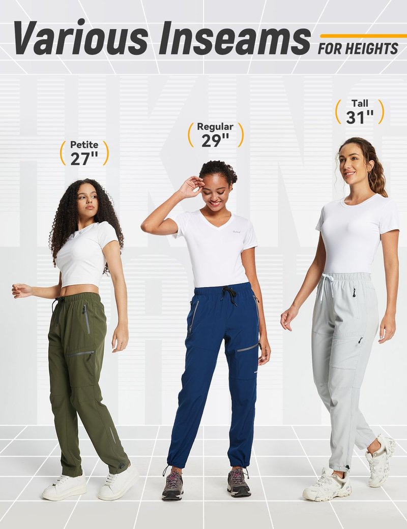 baleaf Women's Hiking Pants Quick Dry Lightweight Water Resistant Stretch Cargo Pants with Zipper Pockets Travel Camping 29''-Glacier Gray L