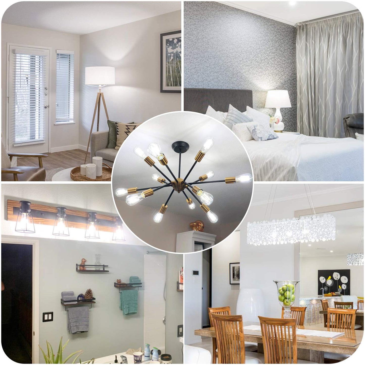 12Packs ST64 Large Vintage LED Edison Bulbs, 60W Equivalent 7W, 800Lumens, Dimmable Antique LED Filament, 5000K Cool White, E26 Medium Base Light Bulbs High Brightness Clear Glass for Bedroom Office