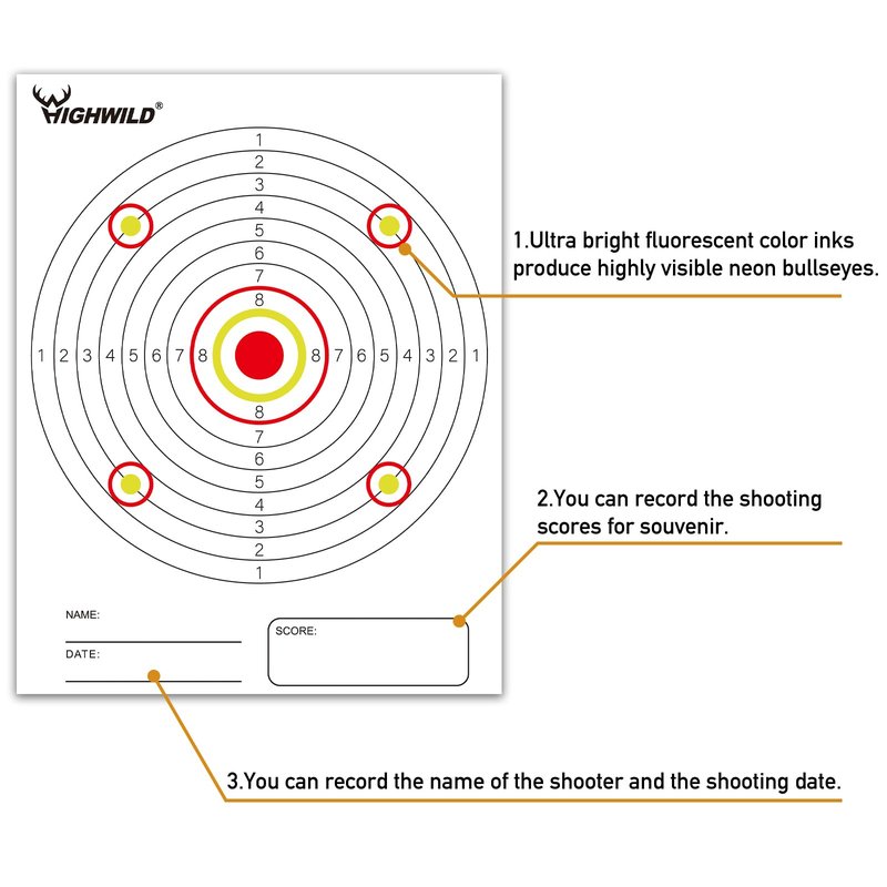 Highwild BB Trap Target (Airgun Only) with 10pcs 7" X 9" Paper Targets and 2 Spinner Targets