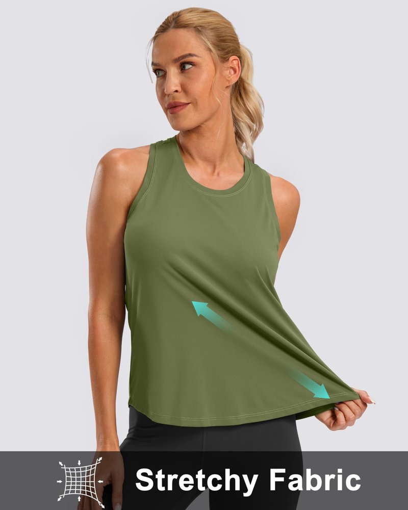 G Gradual Women's Workout Tank Tops Racerback Athletic Yoga Tops Loose Fit Sleeveless Running Gym Sports Shirts for Women(Olive,XL)