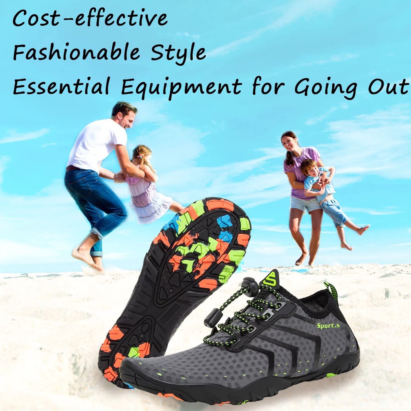 YALOX Water Shoes Men's Women's Swim Shoes Outdoor Beach Barefoot Quick-Dry Aqua Pool Socks Swimming Yoga Surfing Exercise(927Grey,41EU)