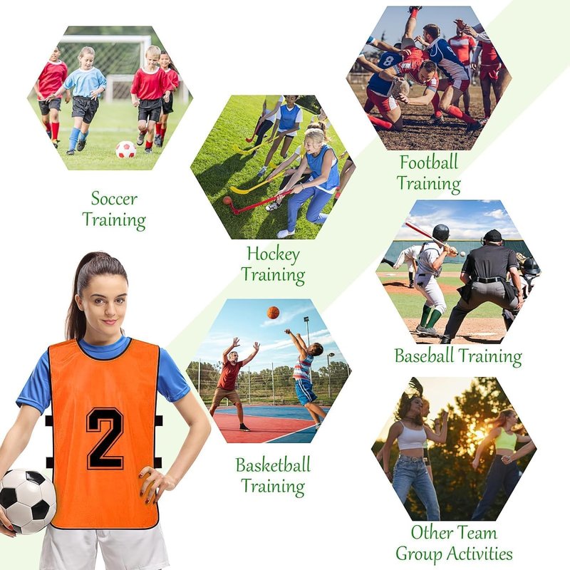 KisSealed 24 Pack Scrimmage Training Vest,Team Sports Pinnies Reversible Numbered Soccer Team Practice Penny Jerseys