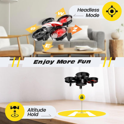 Holy Stone HS210 Kids Mini Drone for Beginners Adults, Indoor Outdoor RC Toy Quadcopter Plane for Boys Girls with Auto Hover, 3D Flip, 3 Batteries & Headless Mode, Great Toddler Gift, Red