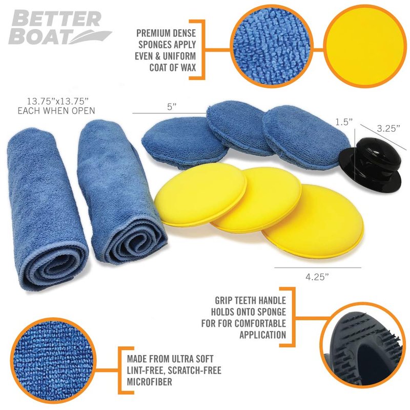 Microfiber Wax Applicator Pads, Soft Foam Hand Polish Sponges and Cloth Buffers, Bulk Waxing and Detailing Set for Boats and Cars, Polishing Application Pack