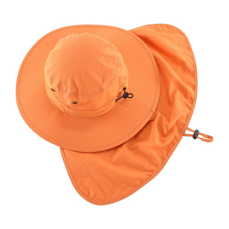 Home Prefer Mens Sun Hat with Neck Flap Quick Dry UV Protection Caps Fishing Hat (Orange)