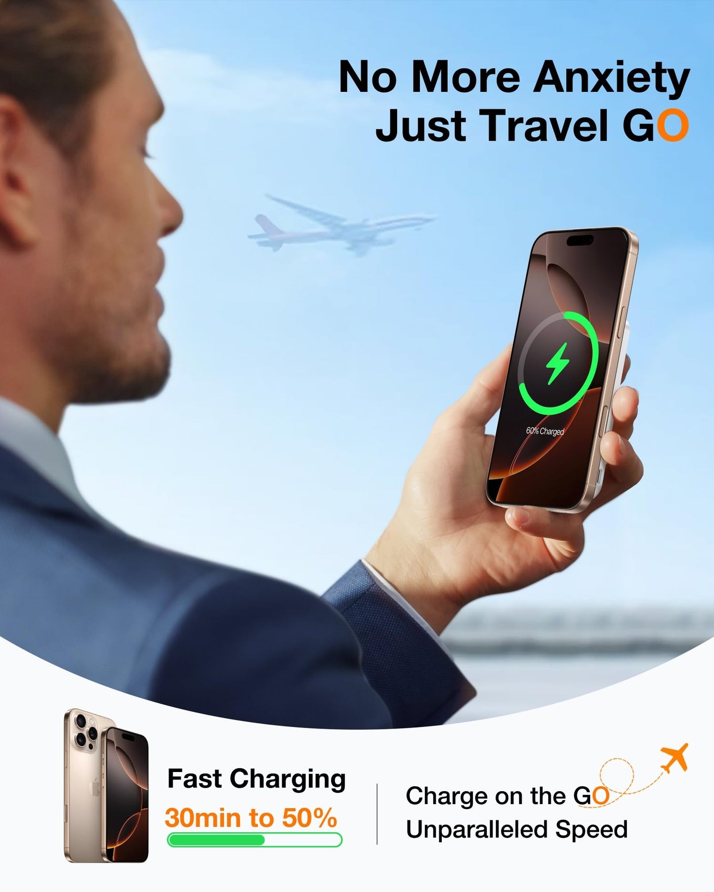 TORRAS EasyGo 0.45" Slim Magnetic Portable Charger Power Bank for iPhone, 5000mAh 22.5W PD Fast Charging Wireless Battery Pack Compatible with Magsafe, iPhone Air,Pro,Pro Max,17,16,15,14,13,12, Black