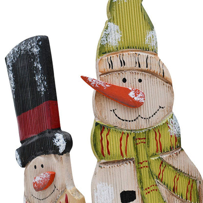 E-view Christmas Decorations Wood Snowman Sign Holiday Xmas Home Decor Wooden Folding Triple Snowmen Screen Rustic Decorative Ornaments for Table Top Fireplace (Snowman)