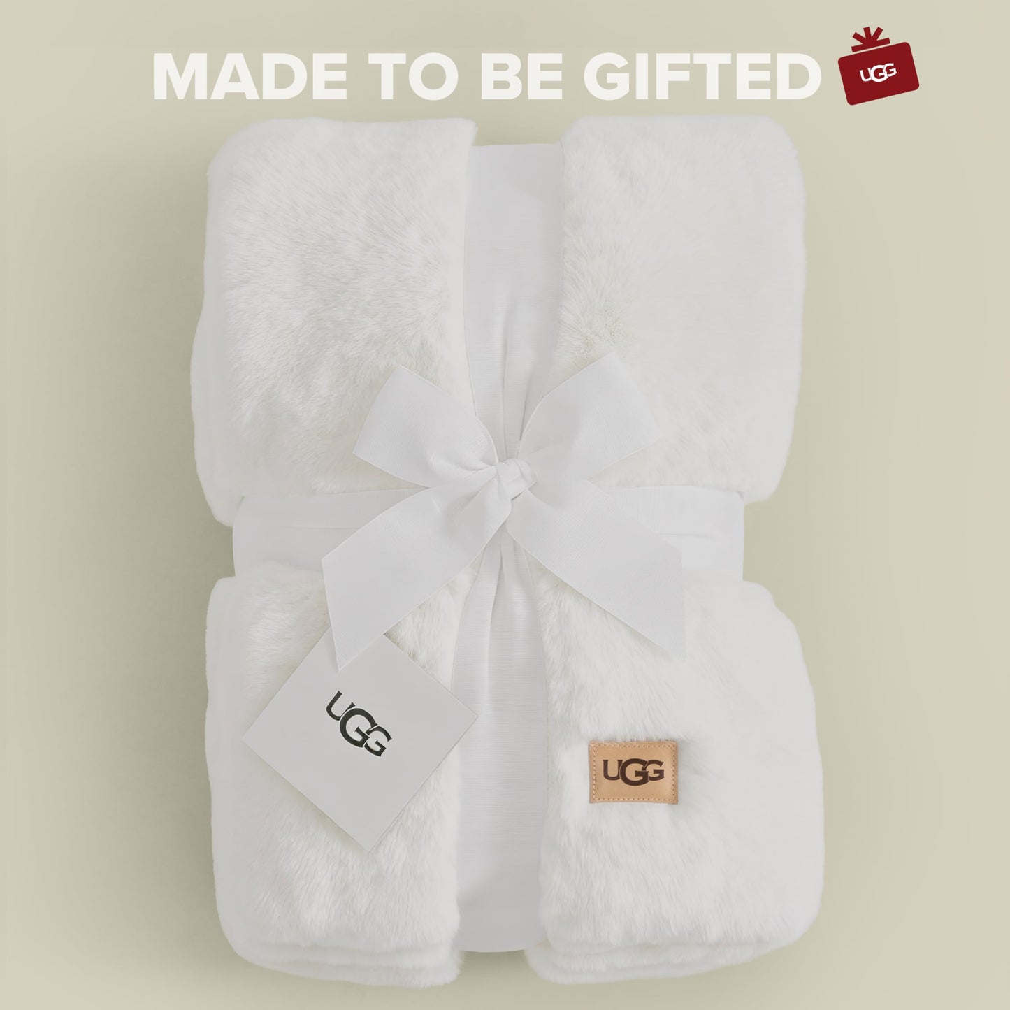 UGG Euphoria Plush Faux Fur Throw Blanket, Warm Fluffy Throw for Couch or Bed, Luxury Bedroom Decor, Christmas Fluffy Blankets, Machine Washable, 50-inch x 70-inch, White Snow