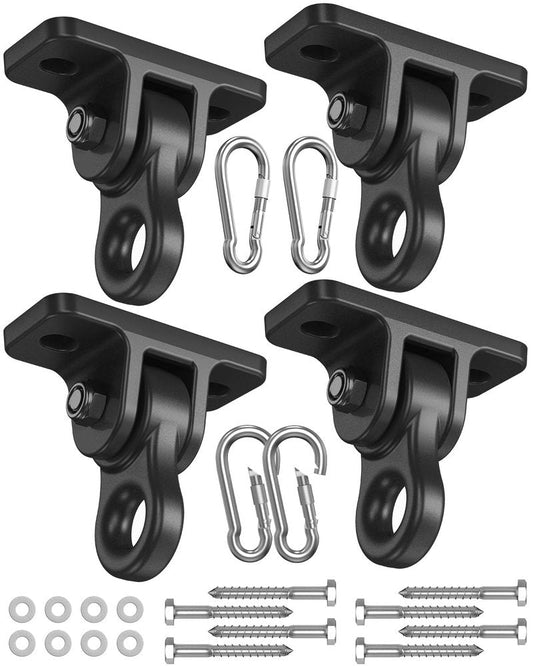 ITCPRIM Heavy Duty Swing Hangers Hardware Included-Corrosion Resistant Alloy Steel 5000+ lb Capacity for Wooden Porch Swings,Aerial Yoga Chairs,Playgrounds,Trapeze&More-Indoor Outdoor-Set of 4,Black