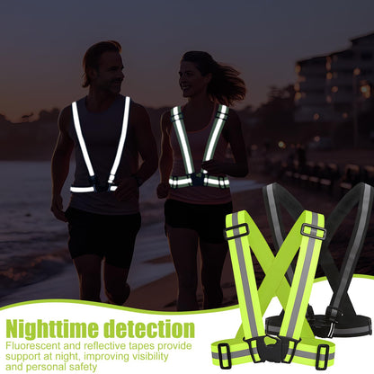2 Pcs Reflective Vest Adjustable Reflective Running Gear Safety Vest Waist Belt Stripes Jacket High Visibility for Outdoor Jogging, Cycling, Walking, Safety Work, Motorcycle Riding and Running