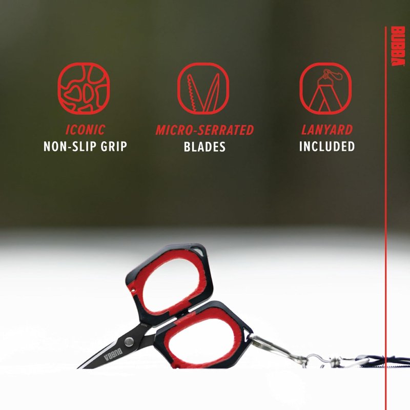 Bubba Micro Fishing Shears - Titanium-Nitride Coated Blades for Monofilament, Fluorocarbon & Braided Line | Compact & Durable Design