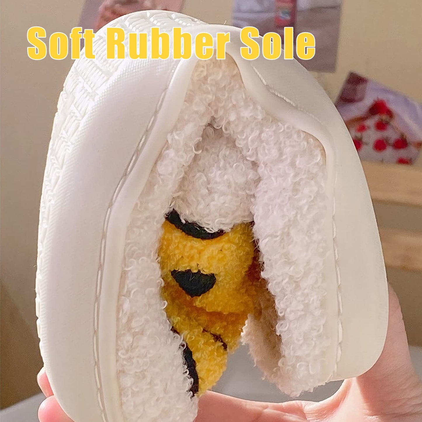 Smile Face Slippers for Women and Men, Retro Comfy Warm Soft Fuzzy Plush Slip-On House Shoes Funny Cute Happy Smile Home Winter Pillow Cloud Foam Fluffy Slipper for Indoor Outdoor,Black Size 12 13