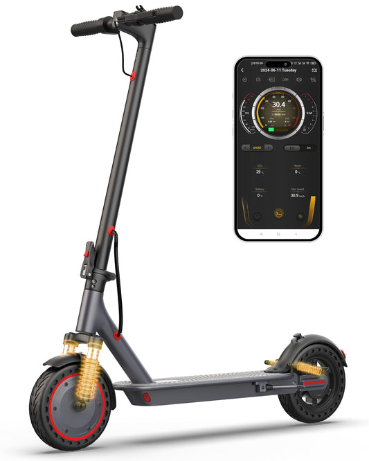 Electric Scooter for Adults, 500W Motor with Dual Suspensions, 22 MPH Top Speed & 22 Miles Long Range, 10" Solid Tire, Folding E-Scooter with Dual Braking, APP Control, Cruise Control