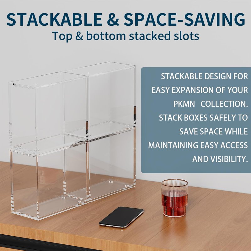 Laumffon Elite Trainer Box Acrylic Display Case Stackable- ETB Protector Case with Strong Magnets Sliding Lid -5mm +5mm Ultra Thick Acrylic Compatible with Elite Trainer Boxes, 1 Pack