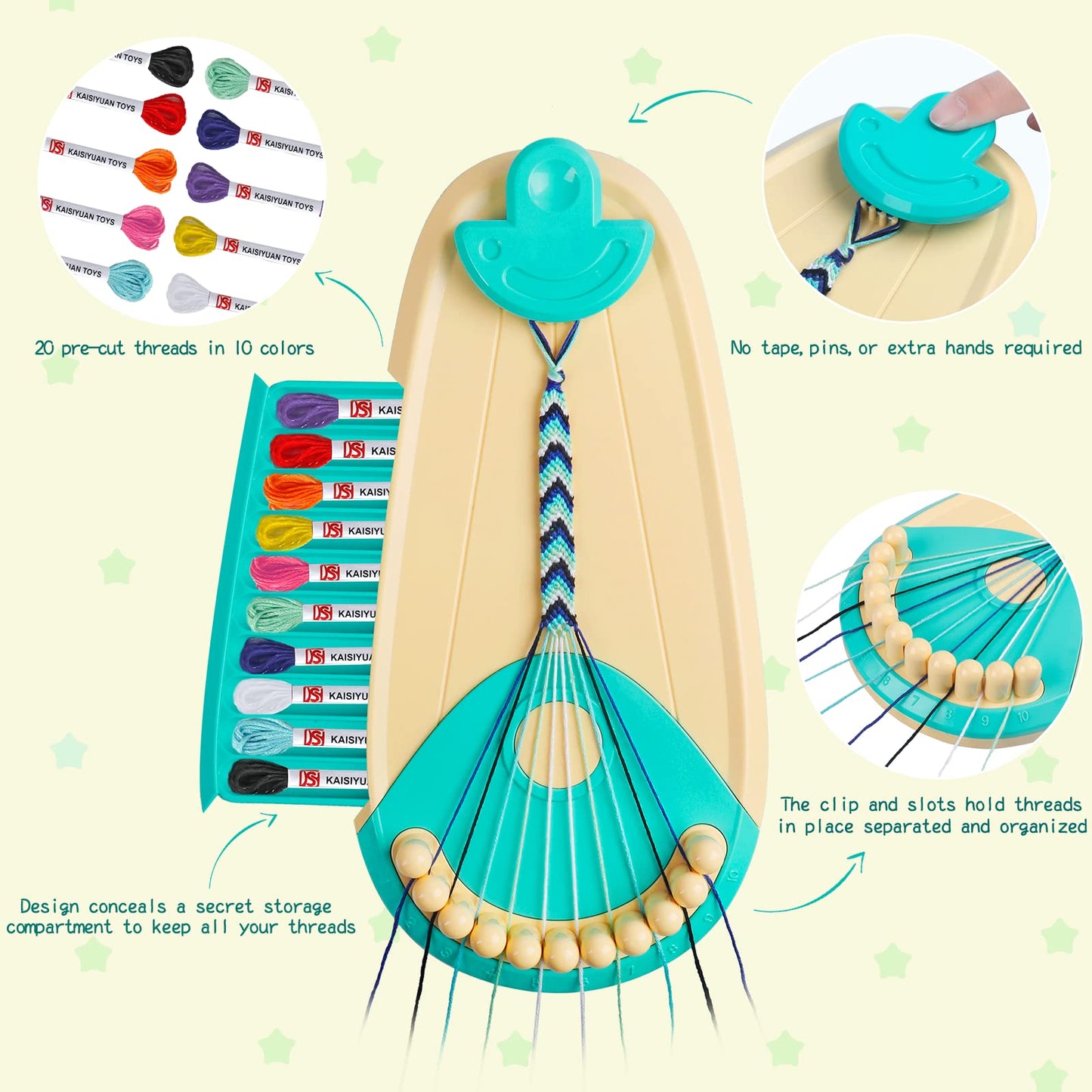Friendship Bracelet Making kit,Arts and Crafts for Kids Ages 8-12,DIY Bracelet Making Kit with 20 Pre-Cut Threads,Birthday Gifts for Girl Ages 6 7 8 9 10 11 12 Year Old Kids Travel Activity Set