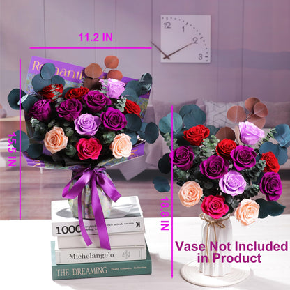 lovenfold Flowers for Delivery,Preserved Flowers Bouquets,Purple Rose Bouquets That Last 1-3 Years,Birthday Flowers Gifts for Women Mom Grandma Wife Friends