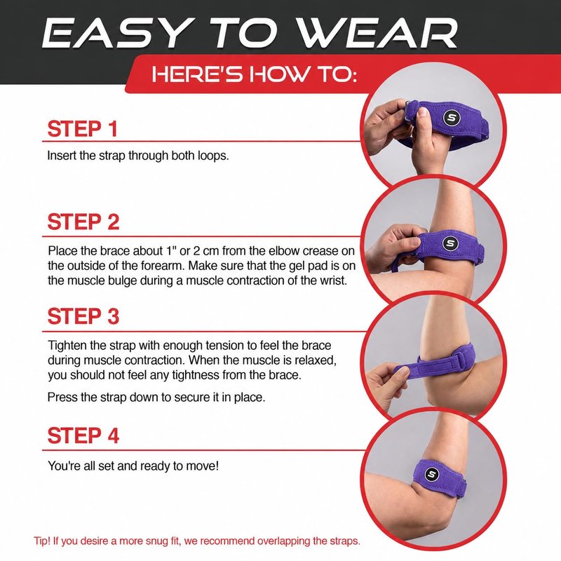 Sleeve Stars Tennis Elbow Brace for Men & Women, Elbow Brace for Tendonitis, Tennis Elbow Strap, Golfers Elbow Brace, Elbow Support Wrap for Tennis Elbow Relief, Fits 9"-23" (Pair/Dark Purple)
