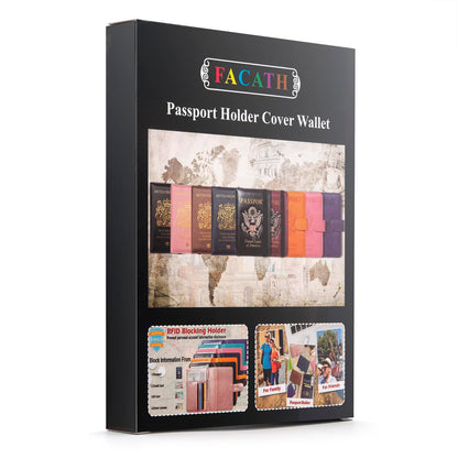 FACATH Passport Holder for Travel Passport Cover for Men Passport Wallet Case With 3D Metal Badge Protector Leather Card Case RFID Blocking Women Travel Accessories Document Organizer (Wine Red)