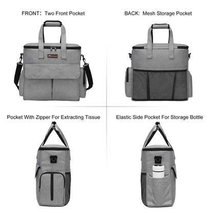Airline Approved Pet Travel Bag, Weekend Travel Set for Dog and Cat, Tote Organizer with Multi-Function Pockets, Grey