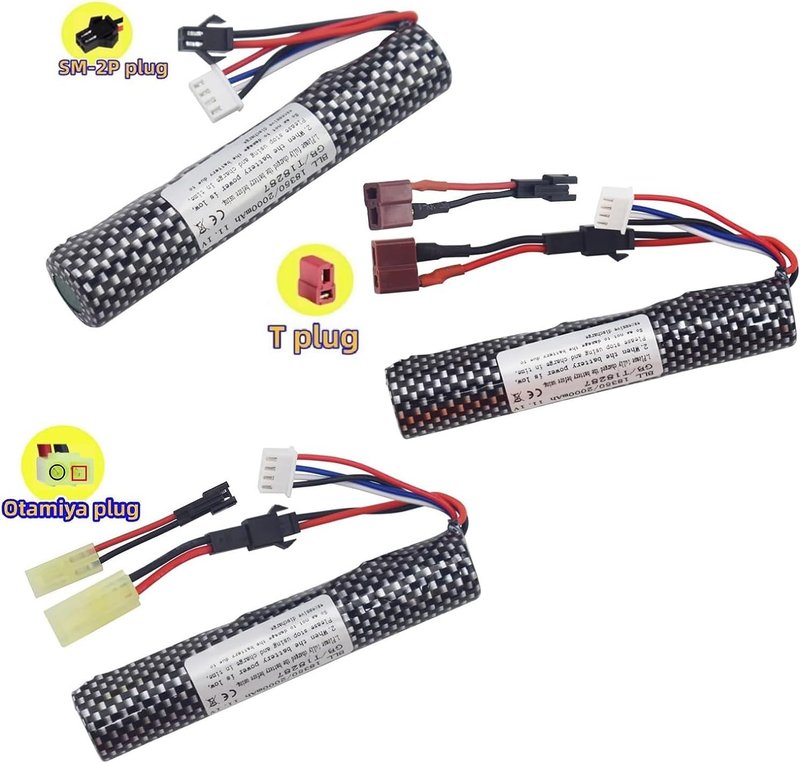 1PCS 3S 11.1V 2000mAh Li ion Battery with SM-2P Plug Connector and USB Charging Cable, Suitable for Airsoft Gel Water Droplet Blaster Air Gun Gel Ball Shock Wave Replacement Battery