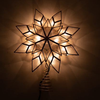 Kurt Adler 8.5-Inch Capiz Star Tree Topper with 10 Clear Lights and 1 Spare Bulb