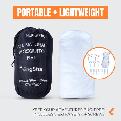 MEKKAPRO Ultra Large Mosquito Net with Carry Bag, Mosquito Netting for Bed with 2 Openings, Bug Netting for Patio, Camping and Travel with Hanging Kit