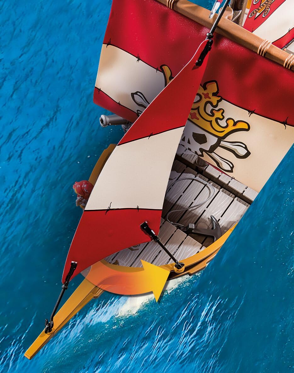 Playmobil 71418 Pirates: Small Pirate Vessel, exciting adventures on the high seas, complete with extensive accessories, fun imaginative role-play, playsets suitable for children ages 4+