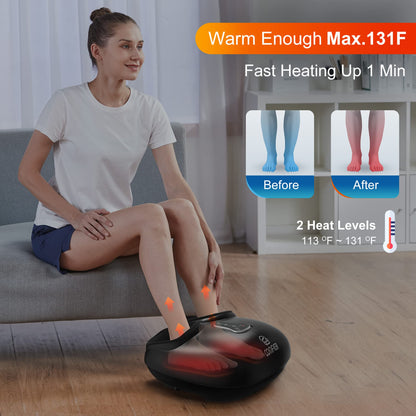 COMFIER Foot Massager with Heat,Kneading,Vibration,Compression,Pause Function,Shiatsu feet Massager for Plantar Fasciitis Neuropathy, Gifts for Him/Her,Remote Control,Size 13
