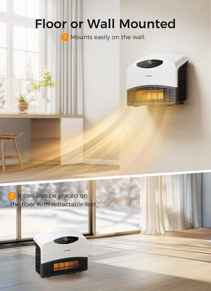 GiveBest Electric Wall Heater with WiFi and Remote Control, Floor or Wall Mounted Heater, Large Room Coverage, 3 Heating Modes, 1500W Fast Heating Space with Thermostat for Indoor Room Use