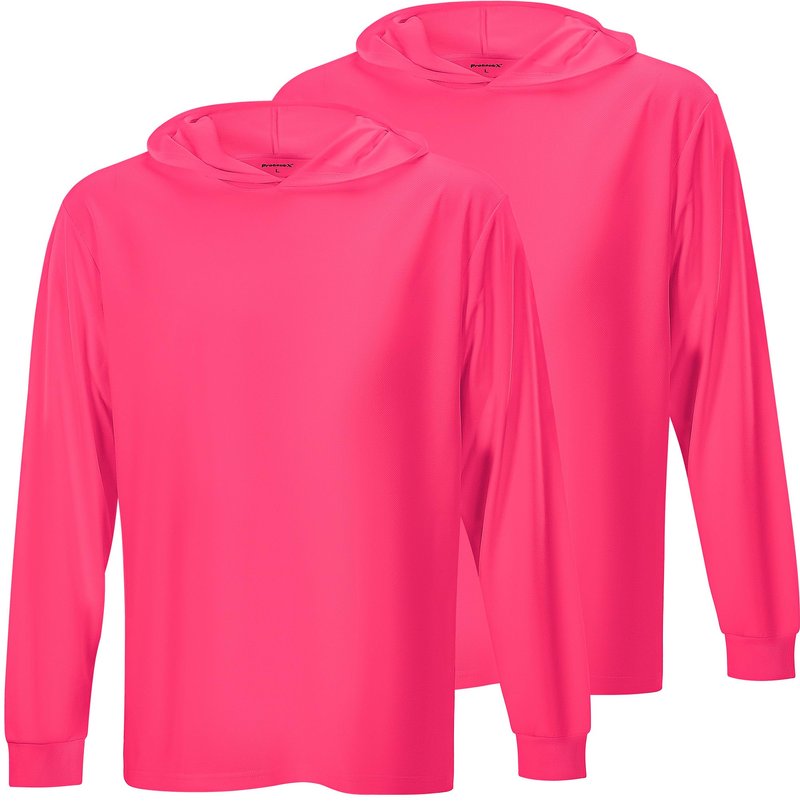 ProtectX High Visibility Sun Protection Lightweight Long Sleeve Hoodie, UPF 50+ Quick-Dry, SPF UV Shirt, Active Wear - Pink, Large