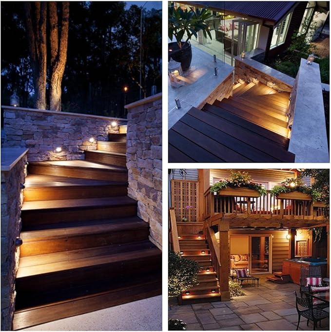 FVTLED LED Deck Lights Kit, Pack of 20 Low Voltage Step Stair Lights Φ1.97 Outdoor Garden Yard Recessed Landscape Pathway Warm White LED Deck Lighting, Bronze