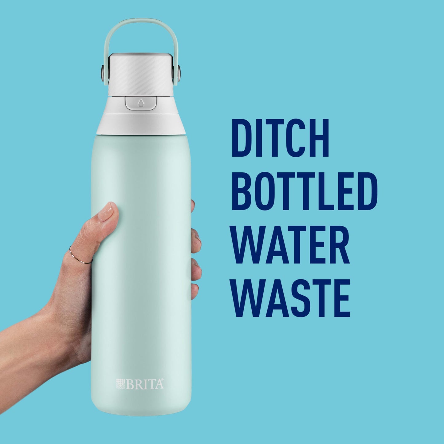 Brita Stainless Steel Premium Filtering Water Bottle, BPA-Free, Reusable, Insulated, Replaces 300 Plastic Water Bottles, Filter Lasts 2 Months or 40 Gallons, Includes 1 Filter, Glacier - 20 oz
