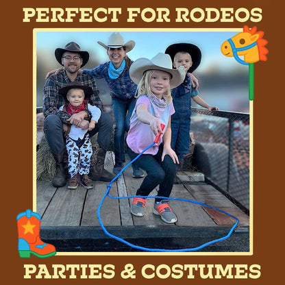 Western Stage Props Children’s Cowboy Kiddie Trick Rope Lasso Pre-Tied | Ages 4-10| White|