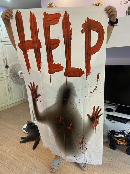 Angmart 2PCS Halloween Giant Bloody Window Posters Windows Clings Party Decoration Haunted House Door Cover Creepy School Dormitory Window 60" x 60"