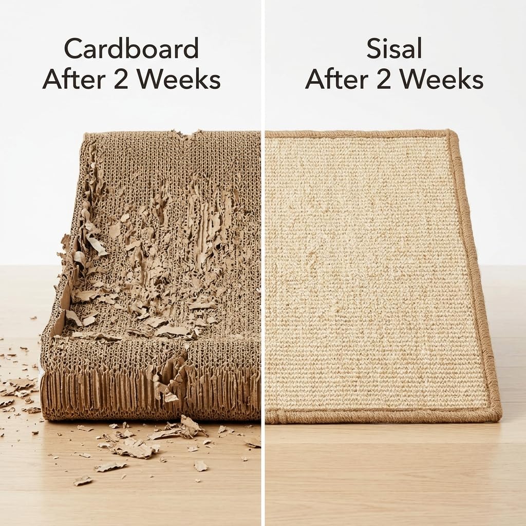 Cat Scratcher Mat, Sisal, Jute Border, Sofa & Floor Protector, 23.6x15.7in