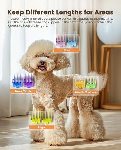 ONEISALL Dog Clippers Professional for Thick Hair,Dog Grooming Clippers, 2 Speed Cordless Pet Clippers for Dogs Cats, Silver