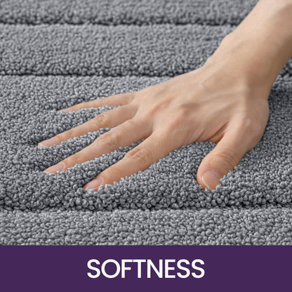 DEXI Ultra Soft Bath Mat 40 x 60 cm, Non-Slip Absorbent Microfiber Mats, Machine Washable Quick Dry Rugs, Bathroom Accessories Decor, Grey