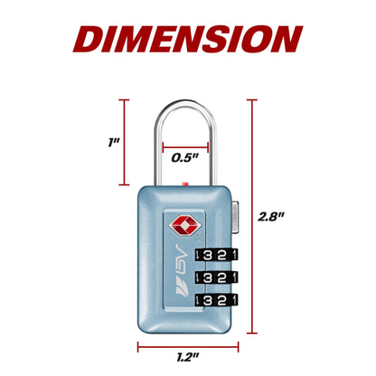 BV TSA Accepted Luggage Travel Lock, Set-Your-Own Combination Lock for School Gym Locker, Luggage Suitcase Baggage Locks, Filing Cabinets, Toolbox, Case (Arctic Blue, 2 Pack)