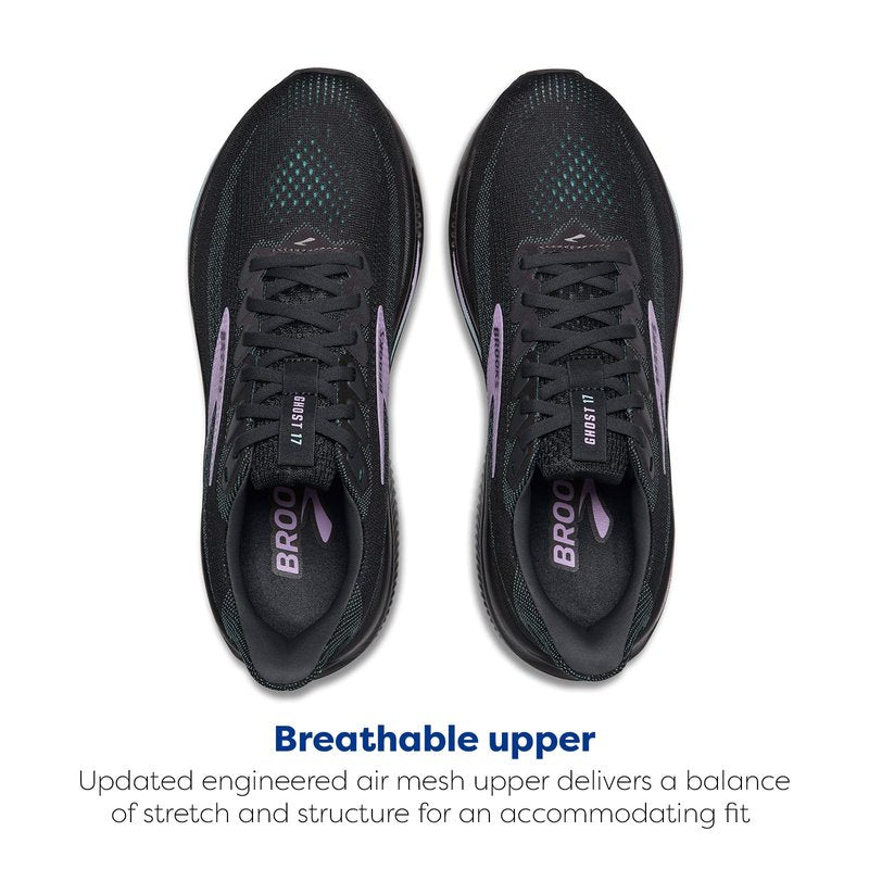 Brooks Women’s Ghost 17 Neutral Running Shoe - Grey/Clearwater/Purple - 8.5 Medium