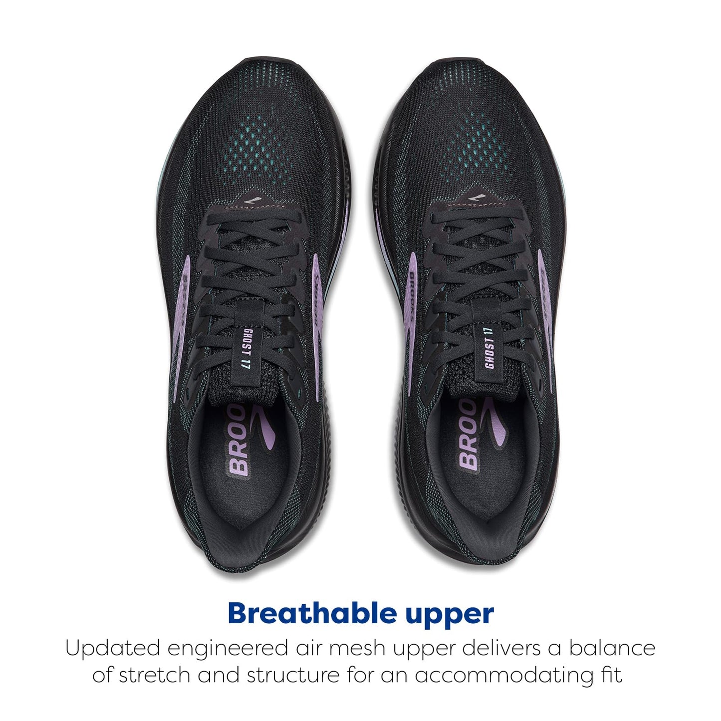 Brooks Women’s Ghost 17 Neutral Running Shoe - Grey/Clearwater/Purple - 7 Medium
