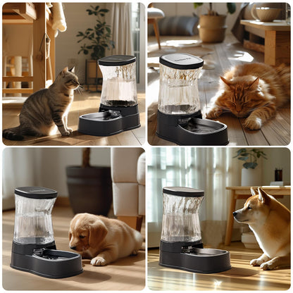 Gardner Pet 3.85L Pet Water Dispenser, Cat Bowls with Stainless Steel Bowl, Gravity Dog Water Dispenser, 100% BPA-Free Automatic Cat Feeder, Feeding Station for Medium & Large-Sized Pets, Dark Grey