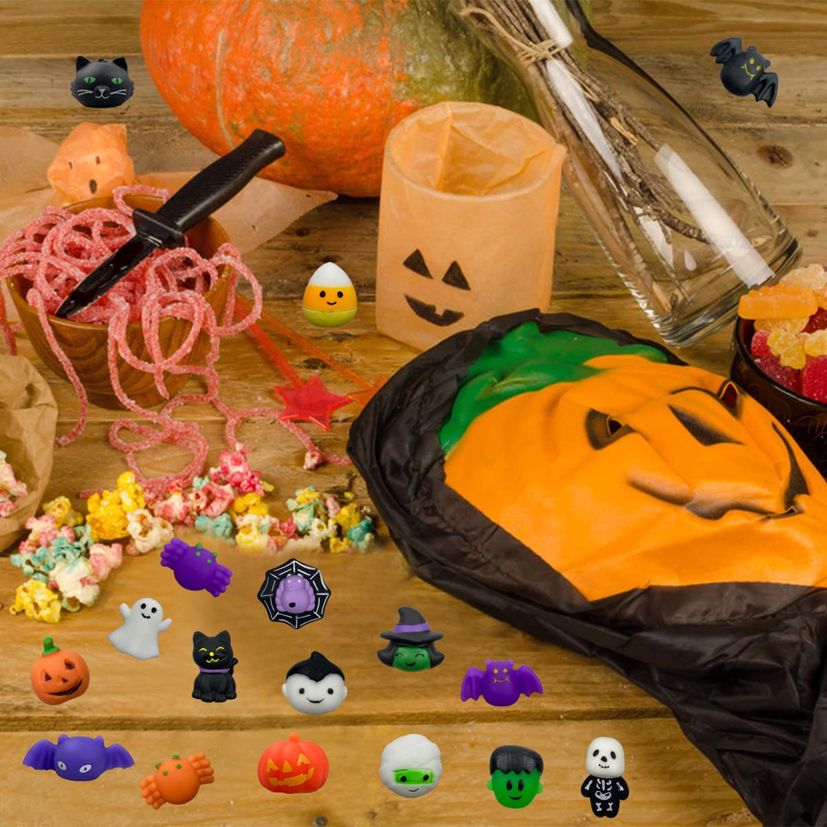 QINGQIU 72 PCS Halloween Mochi Squishy Toys Squishies Halloween Toys for Kids Girls Boys Halloween Party Favors Halloween Treat Bags Gifts
