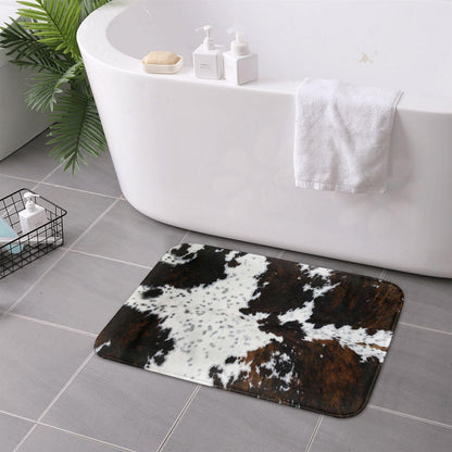 Western Cowhide Cow Print Bath Mats for Bathroom, Soft Absorbent Cow Bath Rug Non-Slip Floor Rug Carpets for Kitchen Bathroom Laundry Bedroom Living Room Decoration