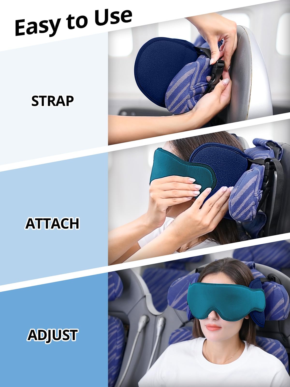 Inspireyes Travel Pillow for Airplanes, Airplanes Pillow with Eye Mask for Sleeping, Long Haul Flight Essentials Head Support Soft Pillow, Car Road Trip Travel Pillow, Royal Blue