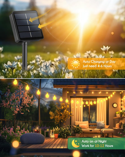Brightown Solar Lights Outdoor Waterproof, 19.6Ft 60 LED Globe Solar String Lights for Outside, 8 Modes Outdoor Solar Lights for Yard Balcony Patio Tree Canopy Party (Warm White)