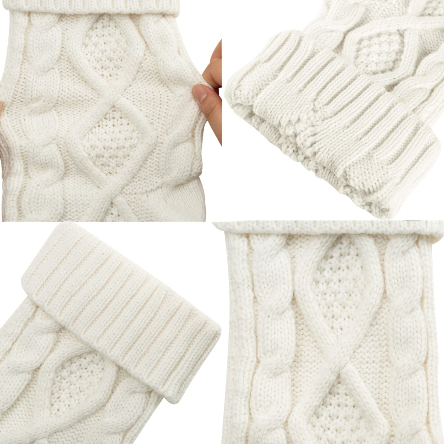 Kunyida 18" Green and Ivory Knit Christmas Stockings for Fireplace Holiday Decor,6 Pack