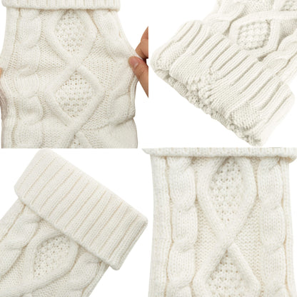 Kunyida 18" Green and Ivory Knit Christmas Stockings for Fireplace Holiday Decor,6 Pack