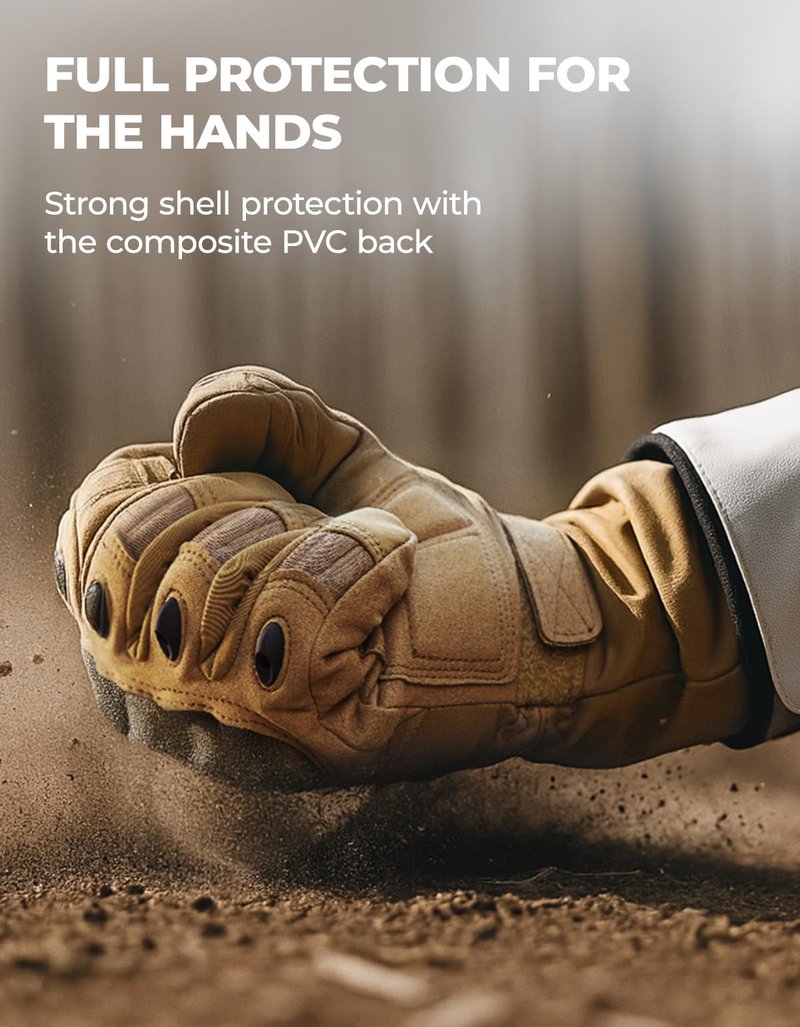 KEMIMOTO Winter Warm Motorcycle Gloves, Tactical Gloves for Men with Touchscreen Hard Shell & Palm Padding for Motorcycle Riding Tactical Airsoft Paintball Hiking Camping Climbing Brown L