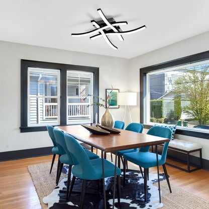 Goeco Modern LED Ceiling Light, 14 Inch 6500K Cool White Curved Design Black Aluminum Flush Mount Ceiling Light for Bedroom, Kitchen, Hallway, Dining Room, Laundry Room