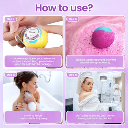 SeasonBliss Bath Bombs for Women, 12 Pack Handmade Bubble Shower Bombs Set, Shea Butter & Individually Wrapped, Present Idea for Her/Him, Wife, Mom Women